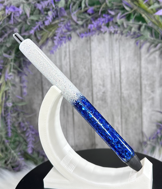 Handmade Navy Blue Ombre glitter pen with free refill