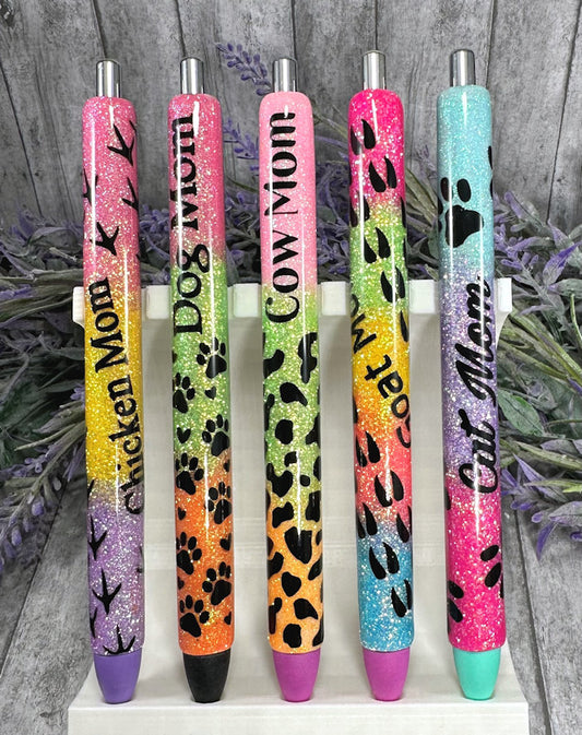 Custom Order Handmade Pet paws Rainbow glitter pen with free refill