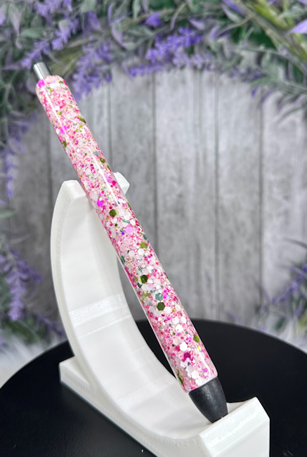 Handmade Pink Green Silver mix glitter pen with free refill