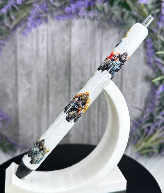 Handmade Bigfoot Sasquatch on ATVs glitter pen with free refill