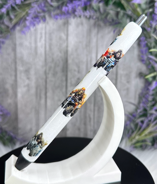 Handmade Bigfoot Sasquatch on ATVs glitter pen with free refill