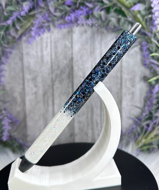 Handmade Midnight blue Ombre glitter pen with free refill