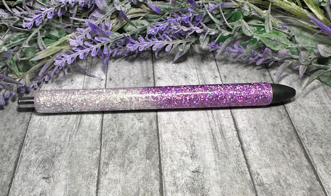 Handmade Lavender and Purple  Ombre glitter pen with free refill