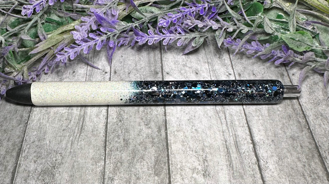 Handmade Midnight blue Ombre glitter pen with free refill