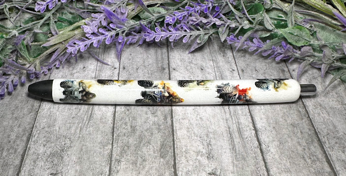 Handmade Bigfoot Sasquatch on ATVs glitter pen with free refill