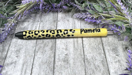 Custom Order Handmade Leopard print glitter pen with free refill