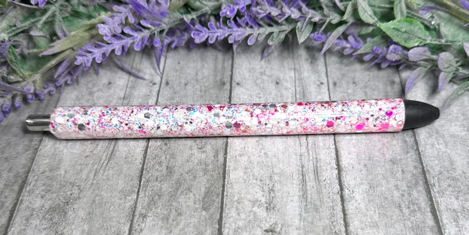 Handmade Pink Blue Silver glitter pen with free refill
