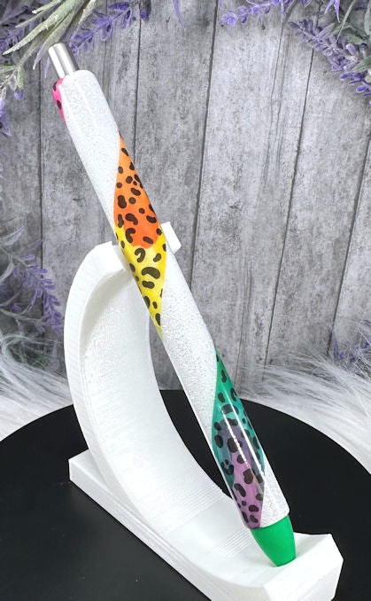 Handmade Rainbow  leopard cougar print  glitter pen with free refill