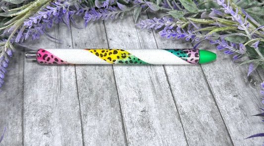 Handmade Rainbow  leopard cougar print  glitter pen with free refill