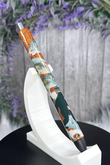 Handmade Bigfoot Sasquatch Scene on copper glitter pen with free refill