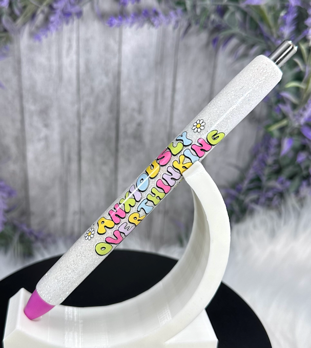 Handmade Anxiety quote glitter pen with free refill