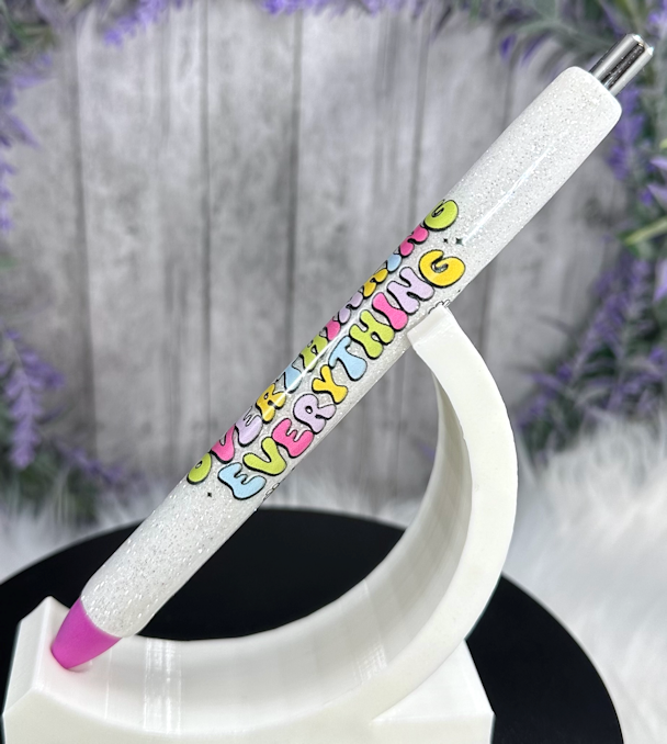 Handmade Anxiety quote glitter pen with free refill