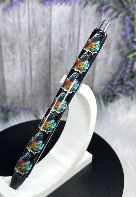 Handmade Bigfoot Head Shots on black glitter pen with free refill