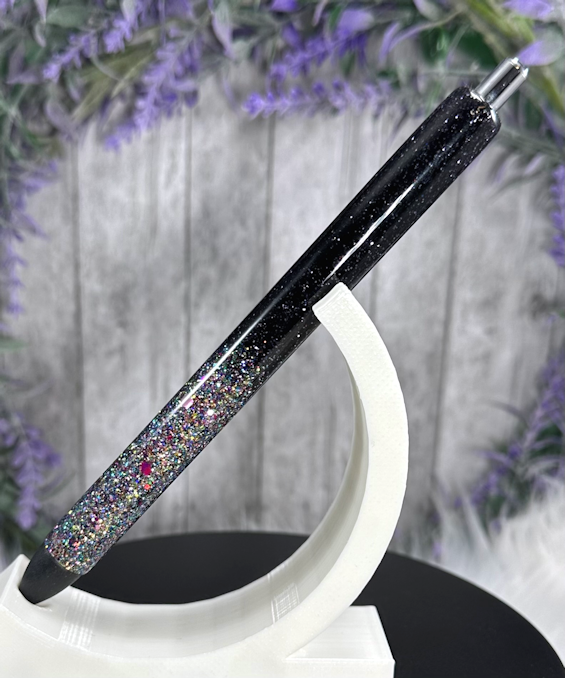 Handmade Holographic Silver and Black  Ombre glitter pen with free refill