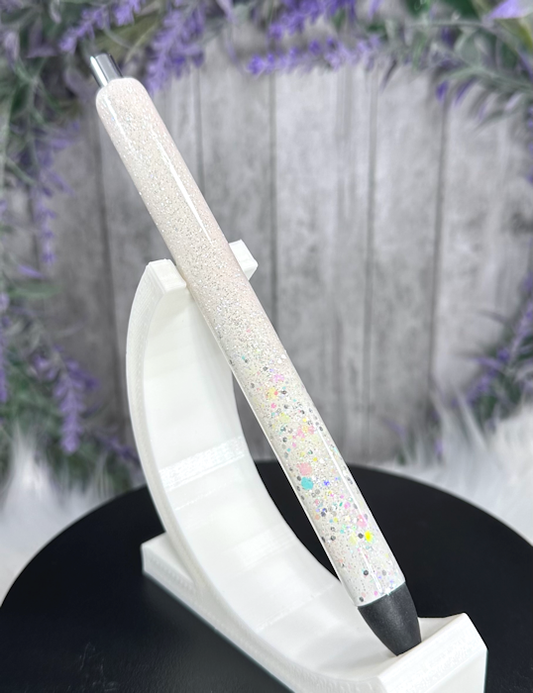 Handmade Pastel Pink and White Ombre glitter pen with free refill