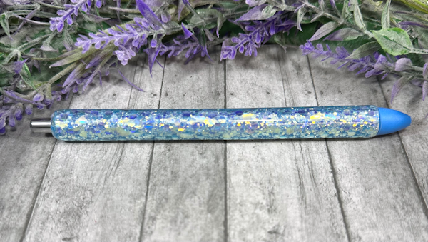 Handmade Blues Holographic  Ombre glitter pen with free refill