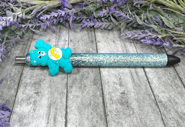 Handmade Blue Wish Bear glitter pen  with free refill