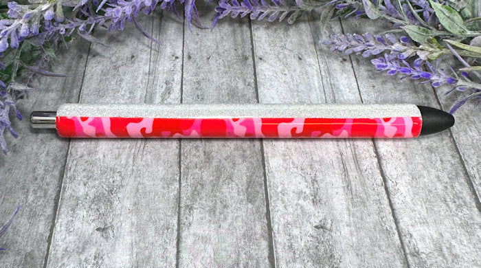 Handmade Hot Pink Camouflage glitter pen with free refill