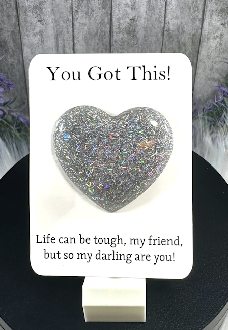 Handmade Pocket Hug Confetti Holographic Silver