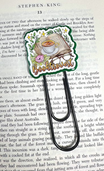 CLEARANCE Booktrovert on Green Jumbo Paper Clip Bookmark