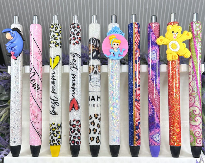 Handmade Pink and Purple Lion glitter pen with free refill