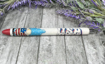 Gnome patriotic glitter pen with free refill