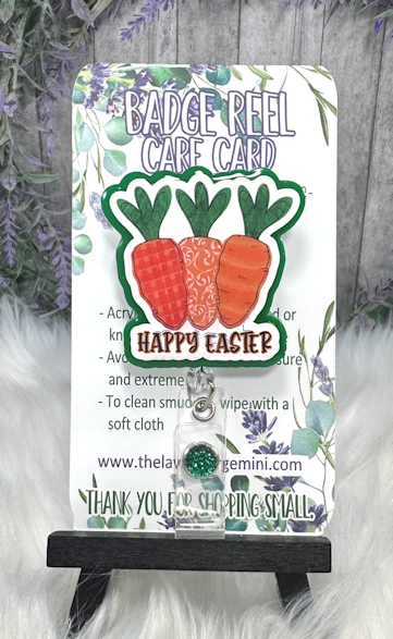 Handmade Easter Carrots Badge Reel