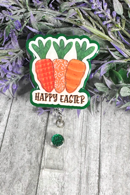 Handmade Easter Carrots Badge Reel