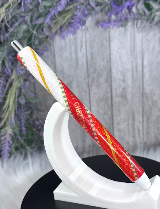 Handmade Merry Christmas ombre glitter pen with free refill