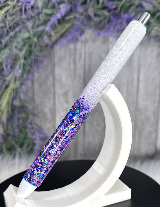 Handmade Purple Holographic Ombre glitter pen with free refill