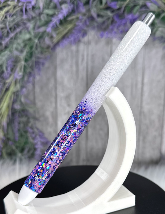Handmade Purple Holographic Ombre glitter pen with free refill