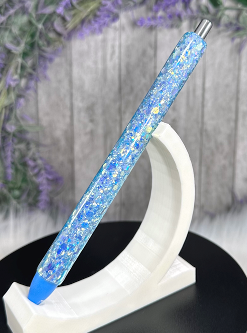 Handmade Blues Holographic  Ombre glitter pen with free refill