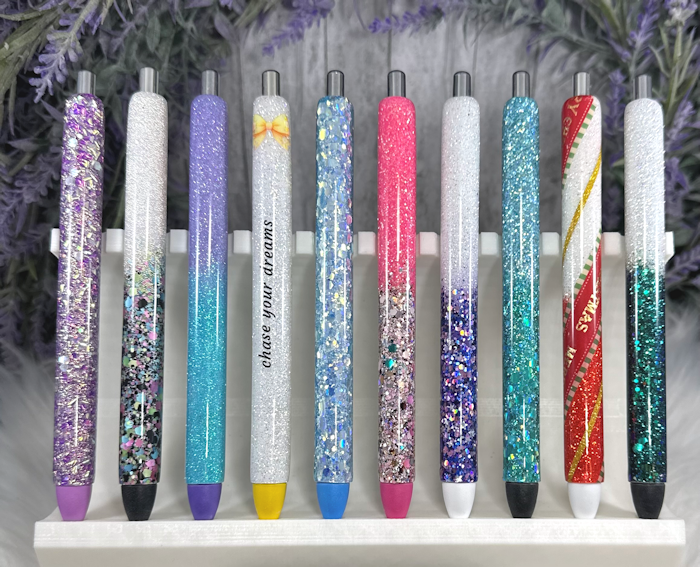 Handmade Green and Purple Color Shift glitter pen with free refill
