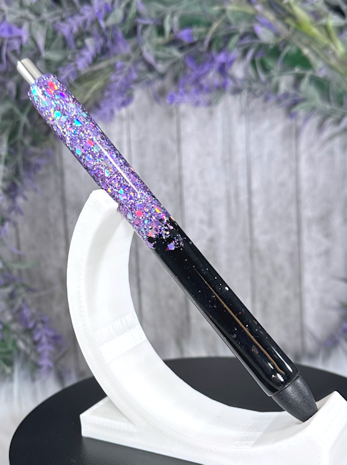 Handmade Purple and Black ombre  glitter pen with free refill