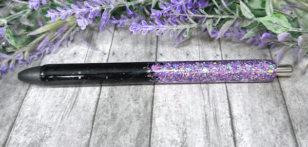 Handmade Purple and Black ombre  glitter pen with free refill