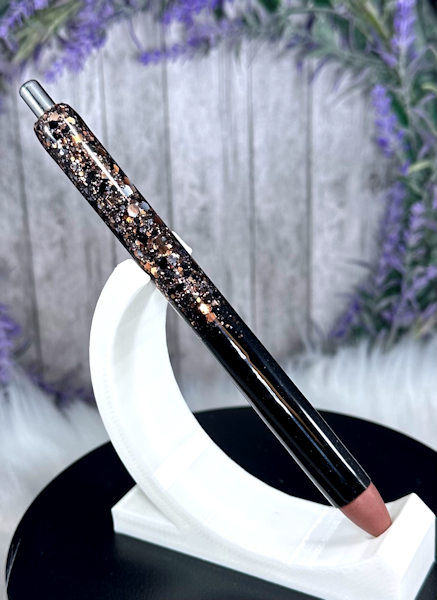 Handmade Black and Brown Chunky ombre glitter pen with free refill