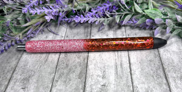 Handmade Pink and Red Chunky ombre glitter pen with free refill