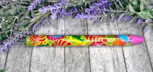 Handmade Beach Plants glitter pen with free refill