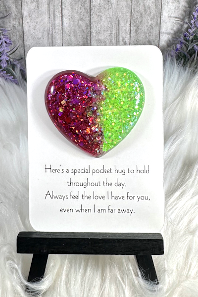 Handmade Pocket Hug Dark Pink Chunky and Bright Green