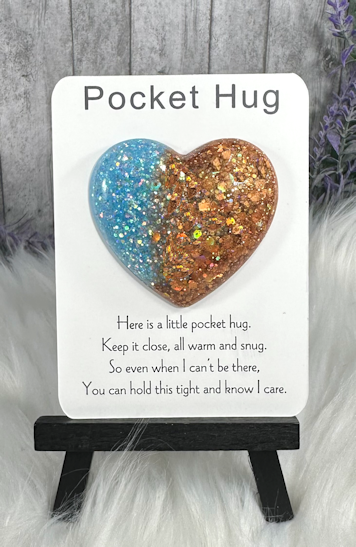 Handmade Pocket Hug Blue and Copper Gold