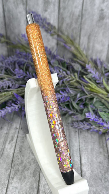 Handmade Ombre Pumpkin colors glitter pen with free refill