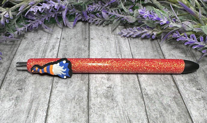 Handmade Halloween Gnome on orange pen with free refill