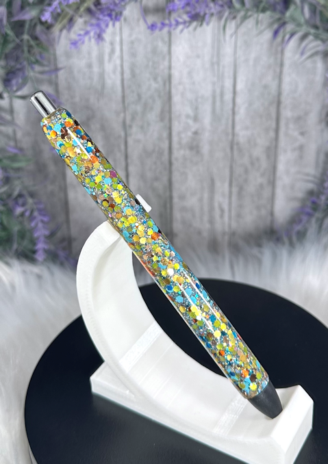 Handmade Gold and Turquoise mix glitter pen with free refill