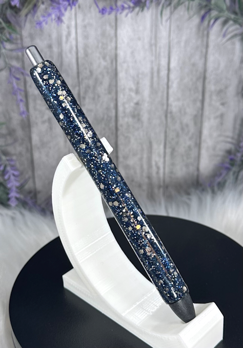 Handmade Midnight Blue with Silver glitter pen with free refill