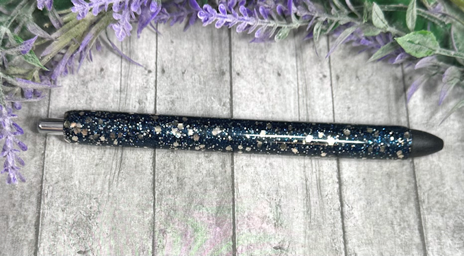 Handmade Midnight Blue with Silver glitter pen with free refill
