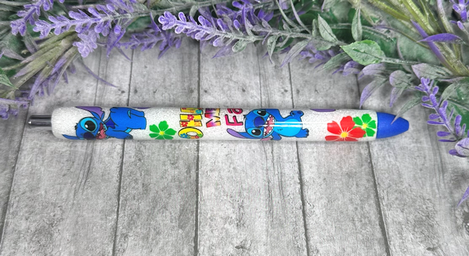 Handmade Stitch Ohana glitter pen with free refill