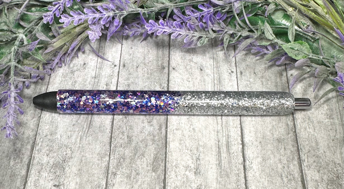 Handmade Silver and Purples Ombre glitter pen with free refill