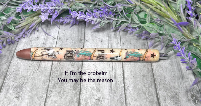 Handmade Sarcastic Western Skulls glitter pen with free refill