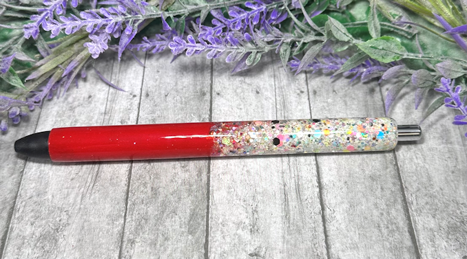 Handmade Red and Chunky Party mix Ombre glitter pen with free refill