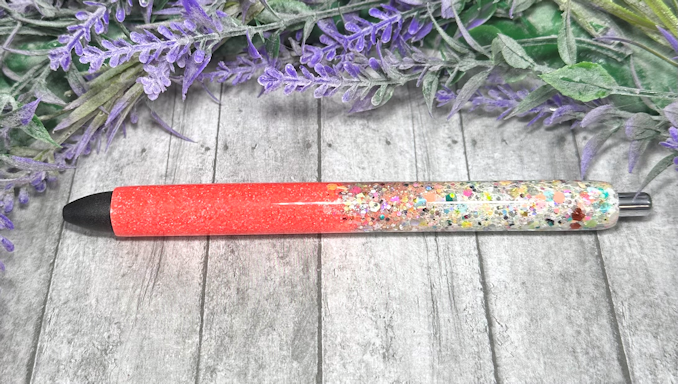 Handmade Salmon and Chunky Party mix Ombre glitter pen with free refill